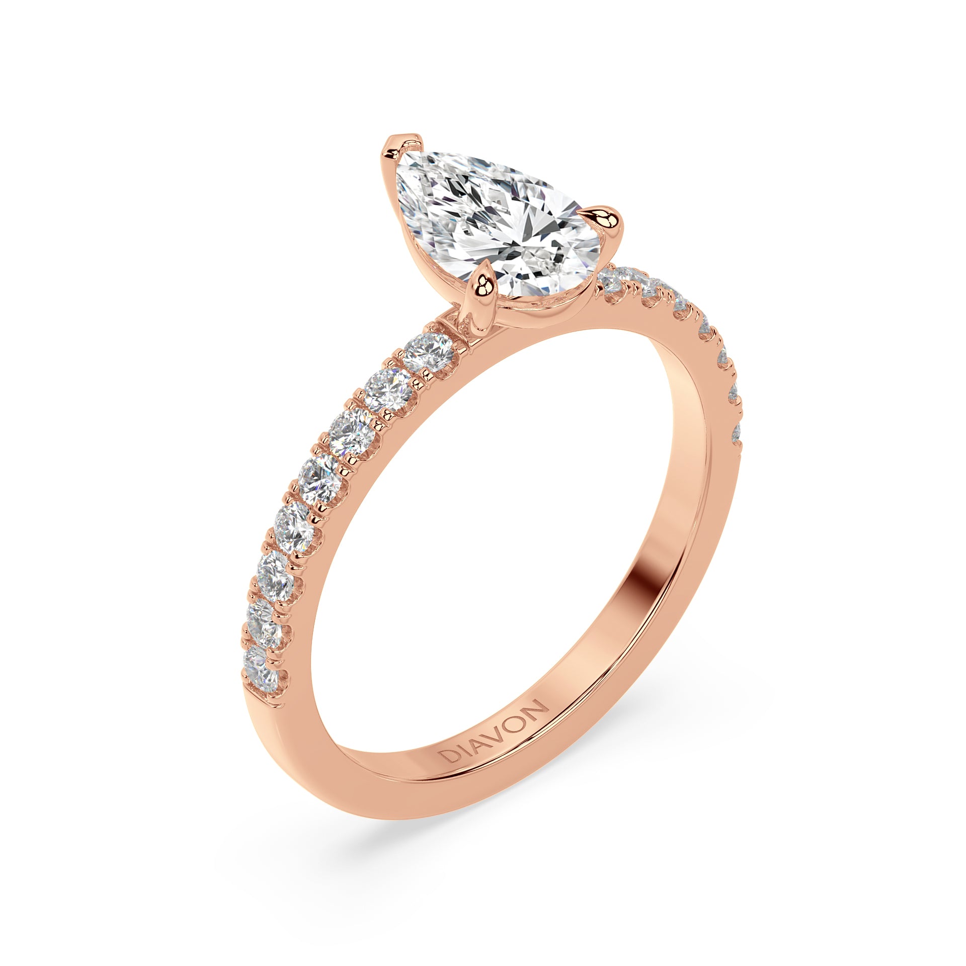ICONIC SOLITAIRE PAVE RING I PEAR