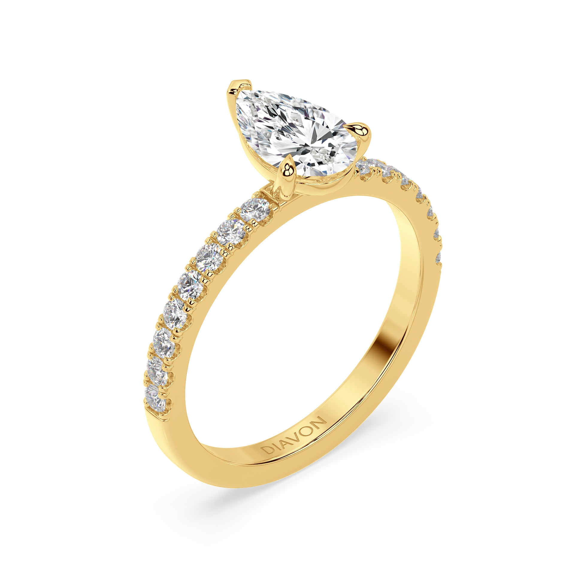 ICONIC SOLITAIRE PAVE RING I PEAR