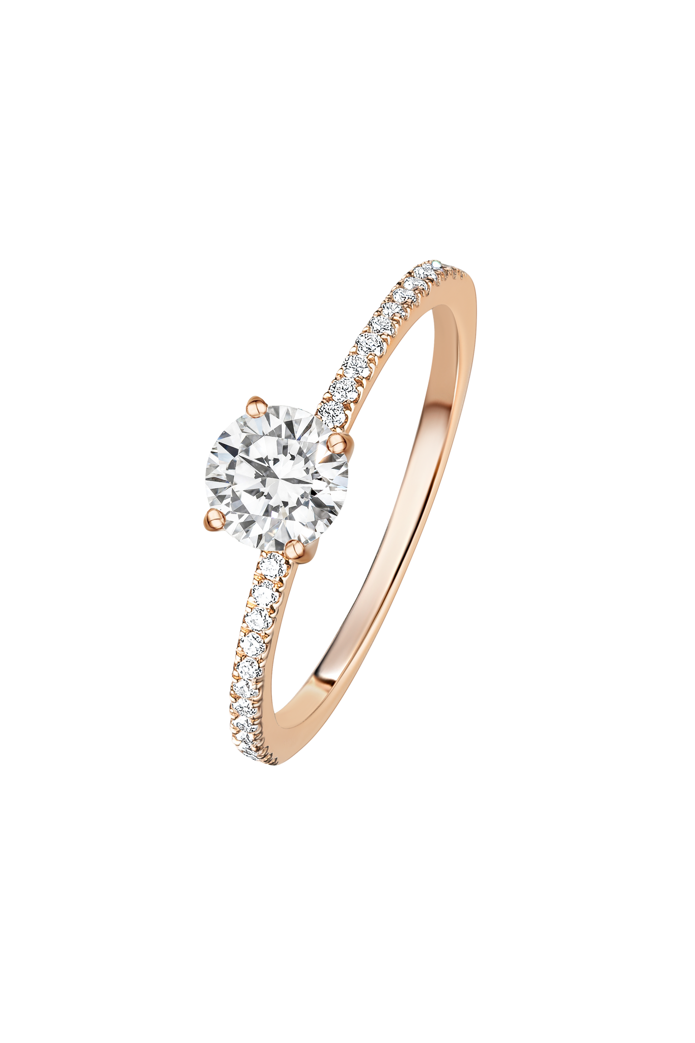 SIGNATURE SOLITAIRE ring with pavé | Round Brilliant