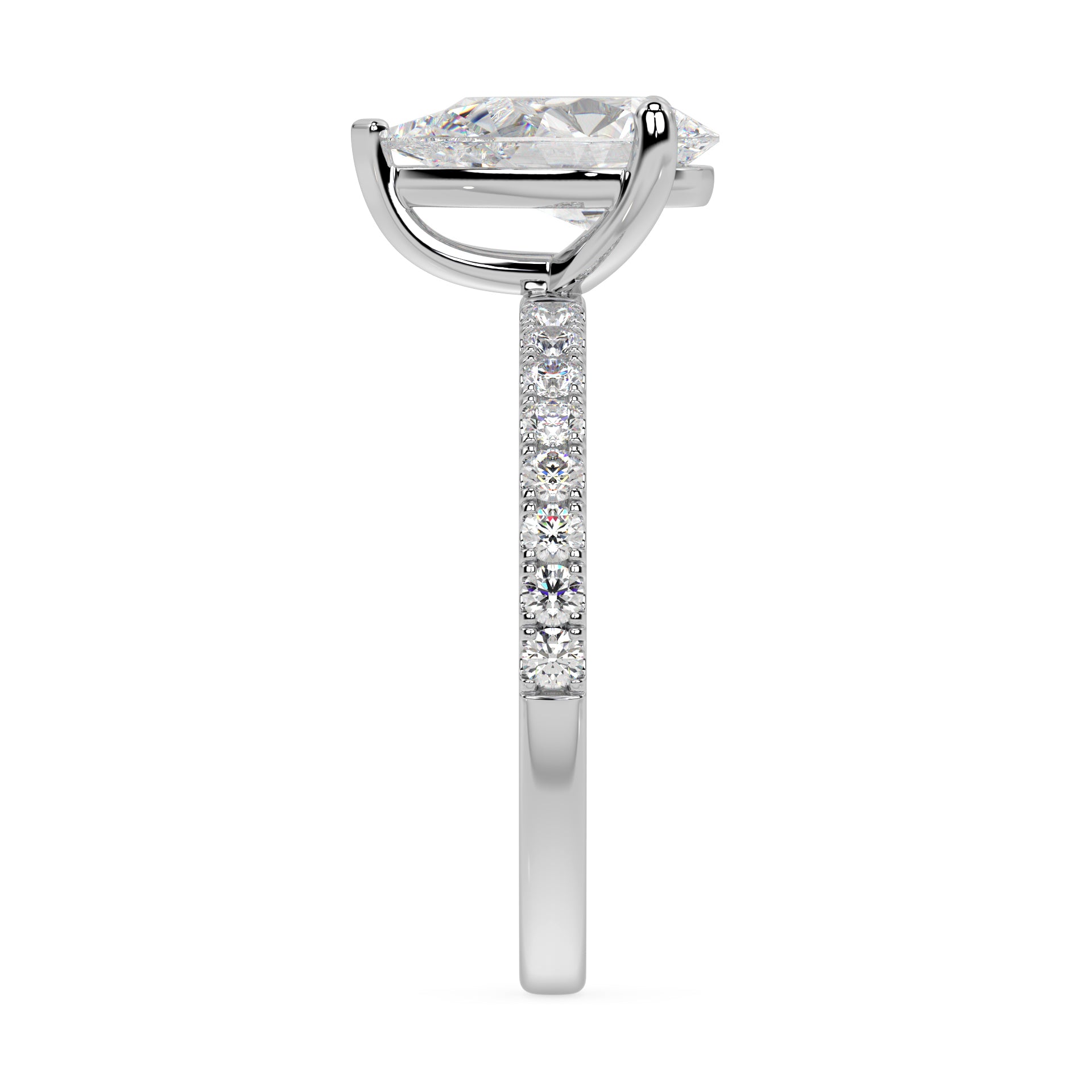 SIGNATURE SOLITAIRE PAVÉ RING I PEAR