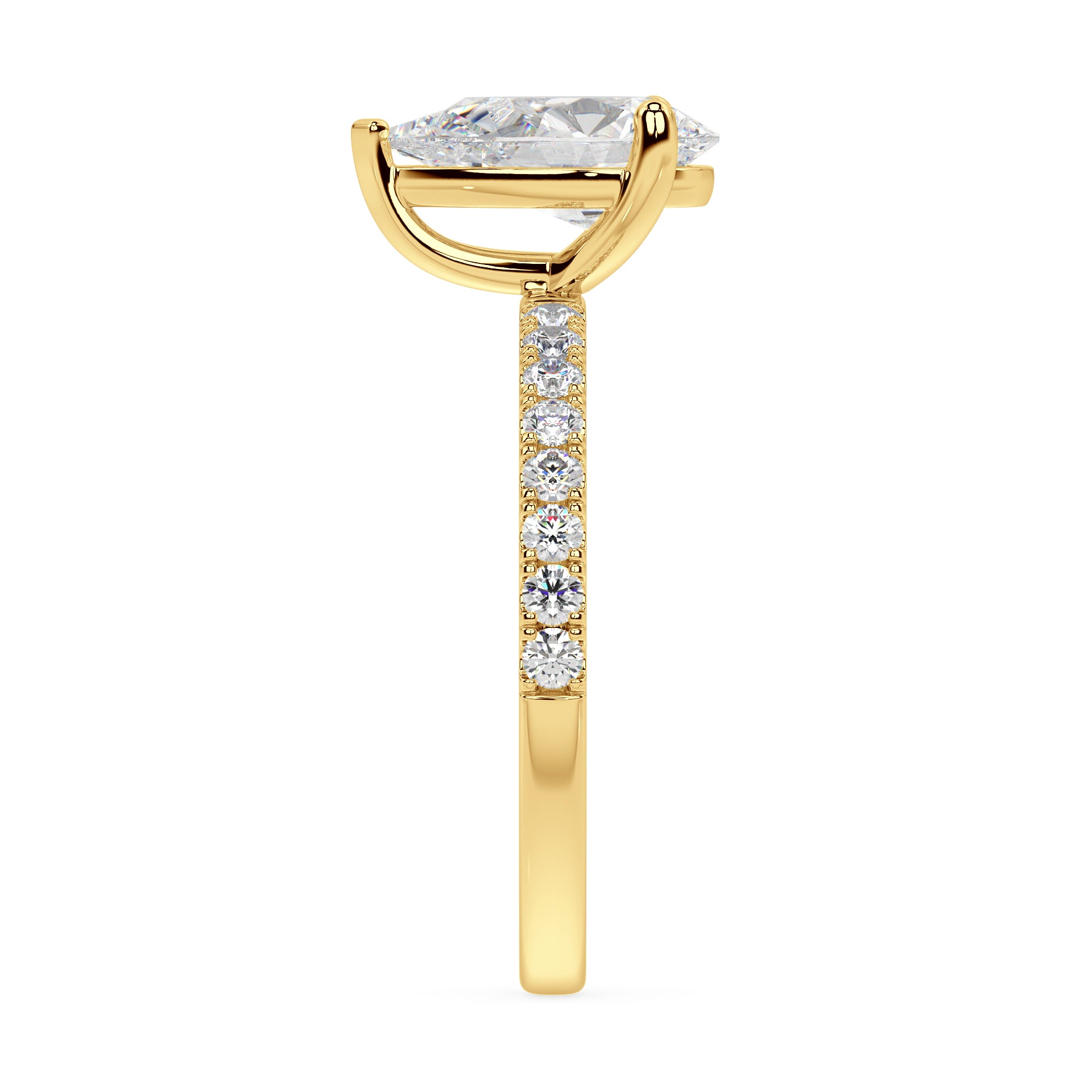 SIGNATURE SOLITAIRE PAVÉ RING I PEAR