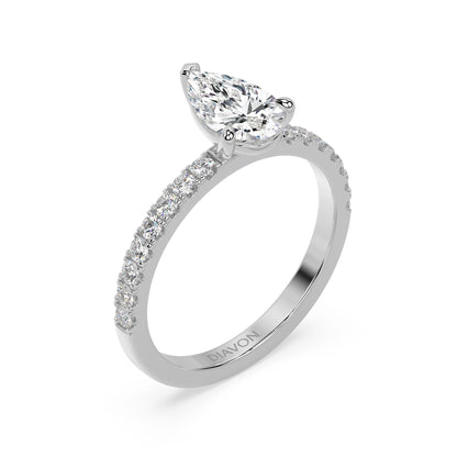 ICONIC SOLITAIRE PAVE RING I PEAR