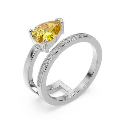 FANCY YELLOW ICONIC RING I PEAR