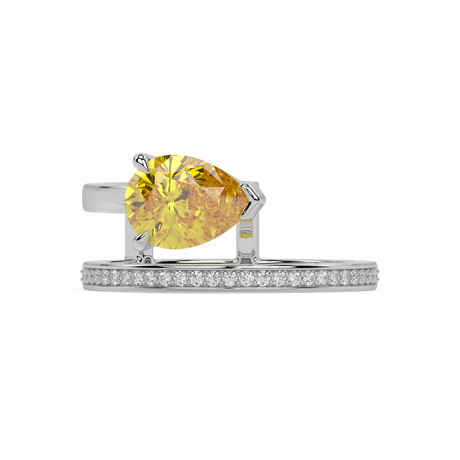 FANCY YELLOW ICONIC RING I PEAR