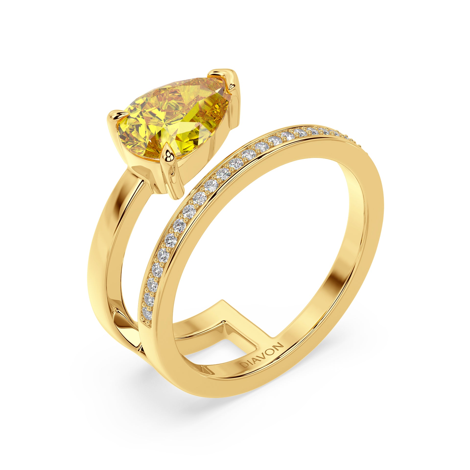 FANCY YELLOW ICONIC RING I PEAR